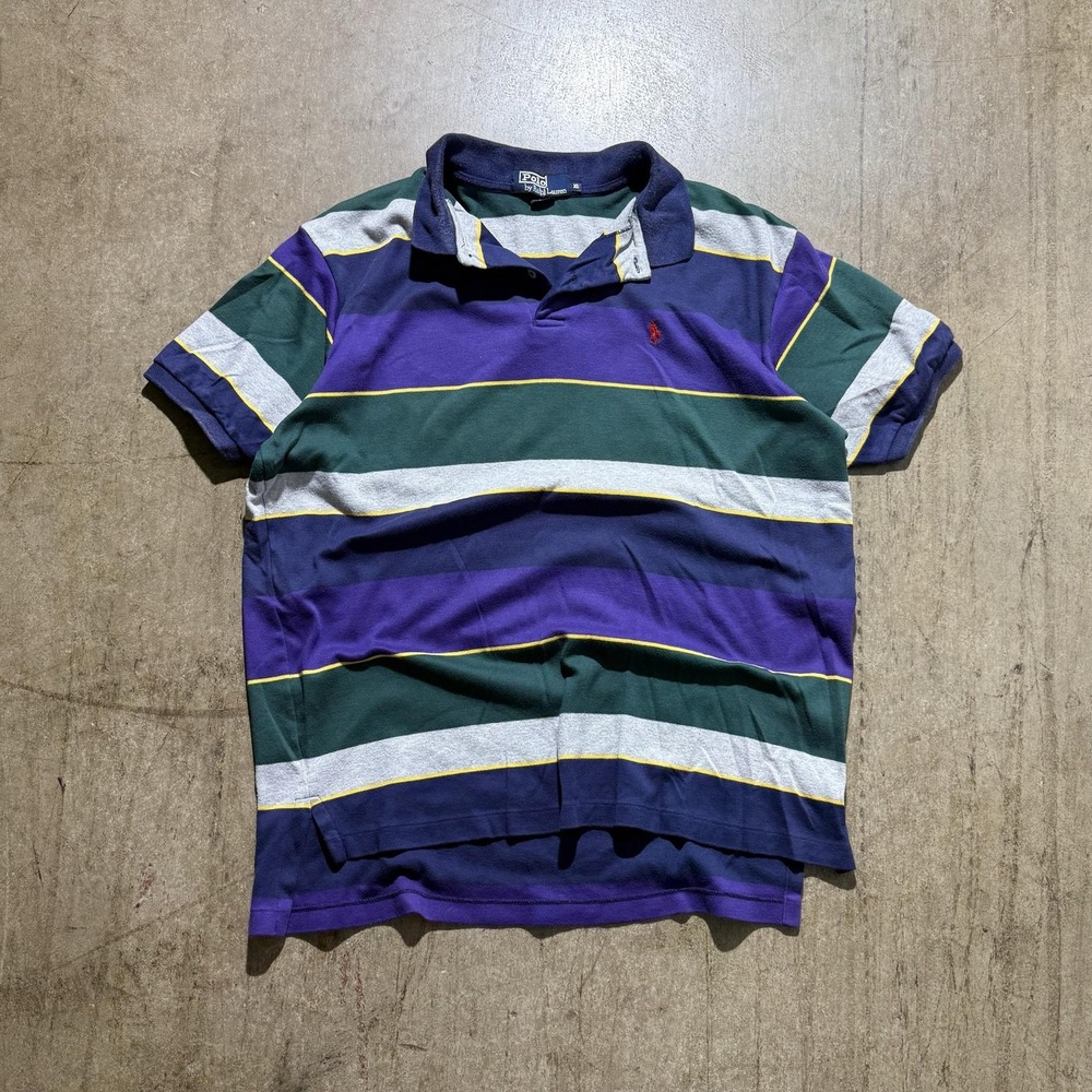 Vintage Polo By Ralph Lauren Polo Shirt Mens XL Multicolor Stripe USA Cotton
